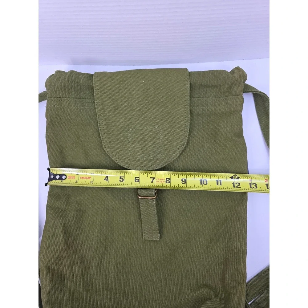 Baggu Duck Bag Backpack Olive Green Recycled Cotton Canvas Drawstring Flap Top